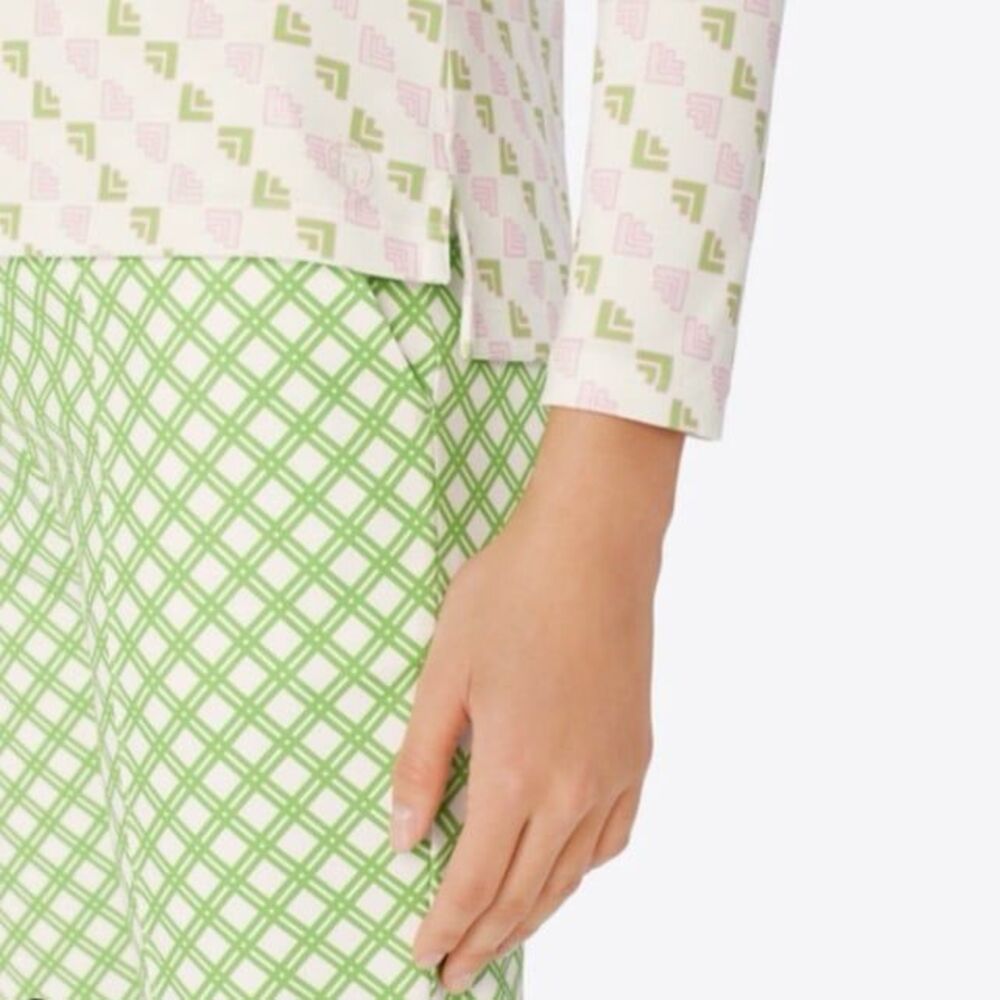 Tory Burch Sport Printed Tech Twill Golf Ankle Pants in Greenery Baseline Plaid - Picture 4 of 10